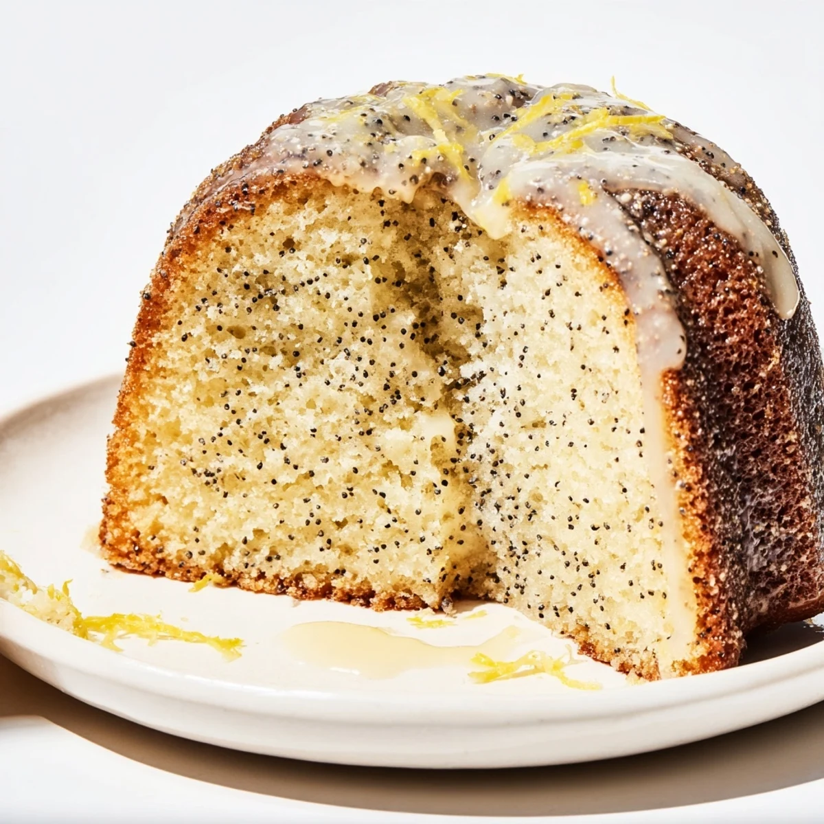 Fluffy Lemon Poppy Seed Bundt Cake with lemon glaze, ideal for sharing with friends and family.