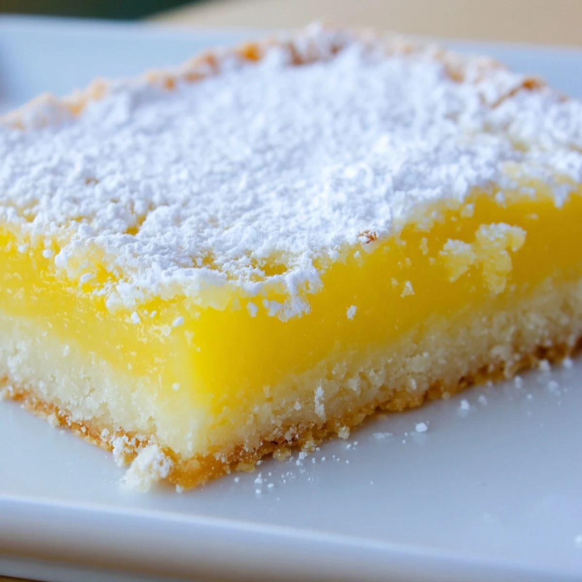 Freshly baked lemon dessert bars with a golden shortbread crust and a bright yellow lemon curd filling.