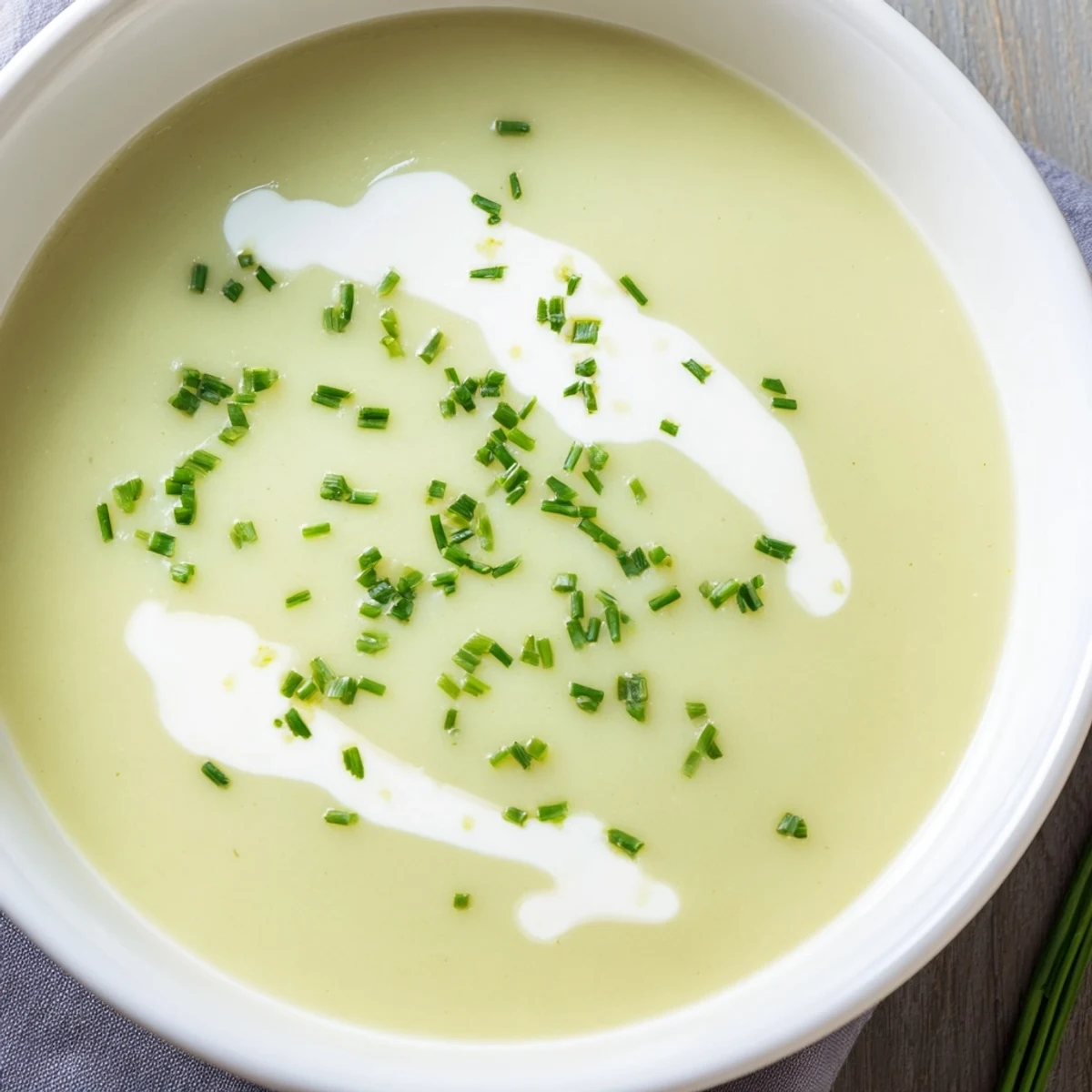 Velvety Creamy Leek Soup with Diced Potatoes being blended in a pot, showing a rich and smooth consistency.