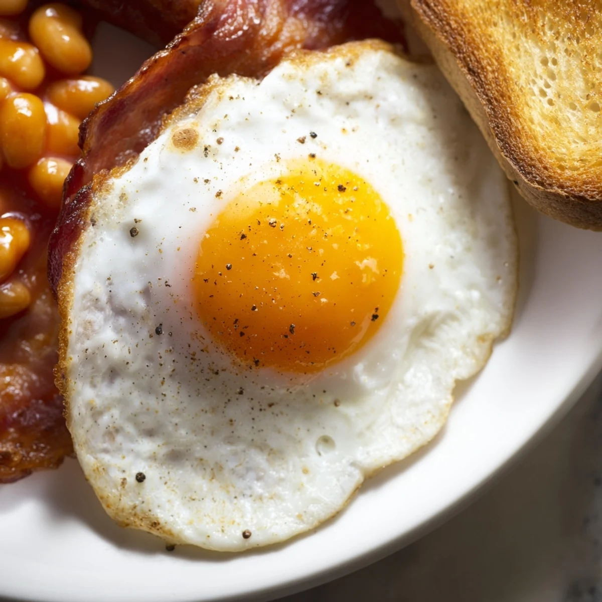 Golden-brown halal sausages and beef bacon sit beside caramelized tomatoes and mushrooms in this hearty Traditional Irish Breakfast.