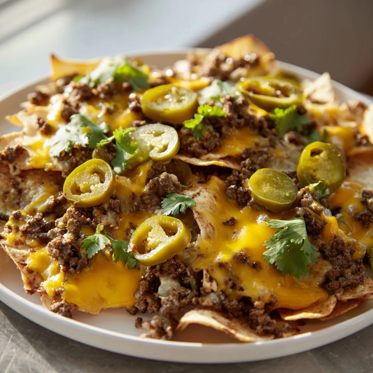 Beef Nacho Platter with All Toppings