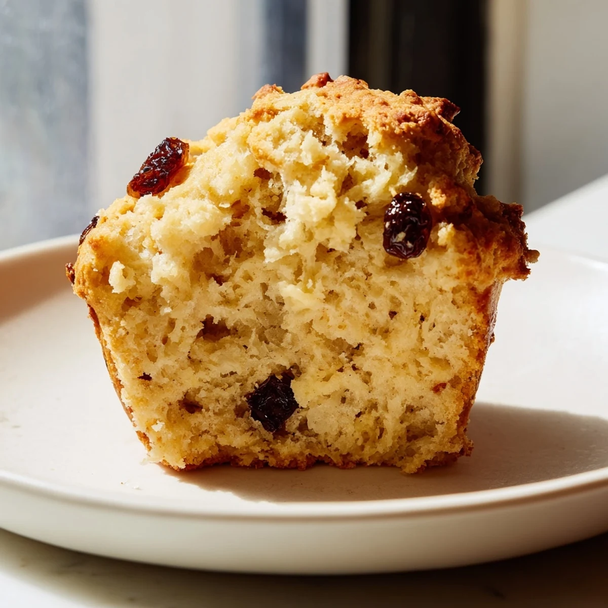 Irish Soda Bread Muffins are displayed on a wire rack, revealing a tender crumb and hints of caraway seeds inside.  