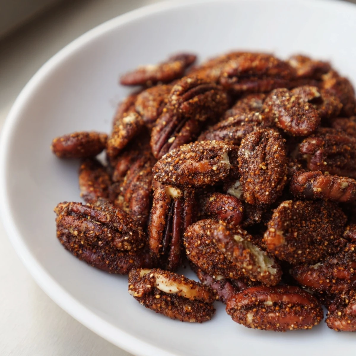 Freshly baked Cajun Spiced Pecans cooling on a parchment-lined tray, perfect for gifting or game day munching.