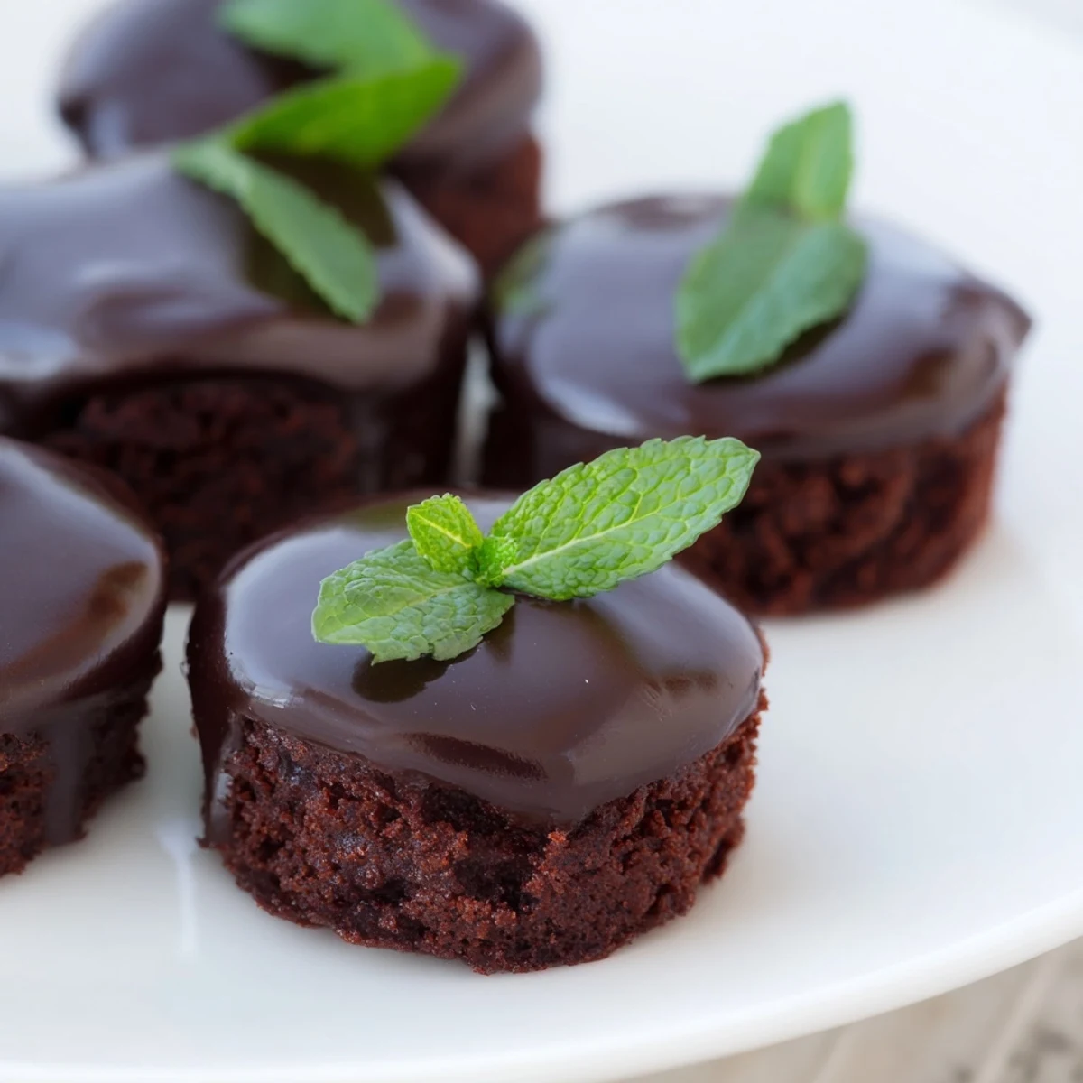 Glossy chocolate ganache tops these fudgy Mint Brownie Bites, with a fresh mint aroma and a moist, crumbly center perfect for dessert platters.  