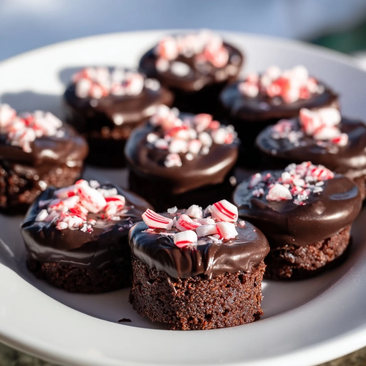 Golden brown Mint Brownie Bites with glossy ganache, ready to serve on a cooling rack.