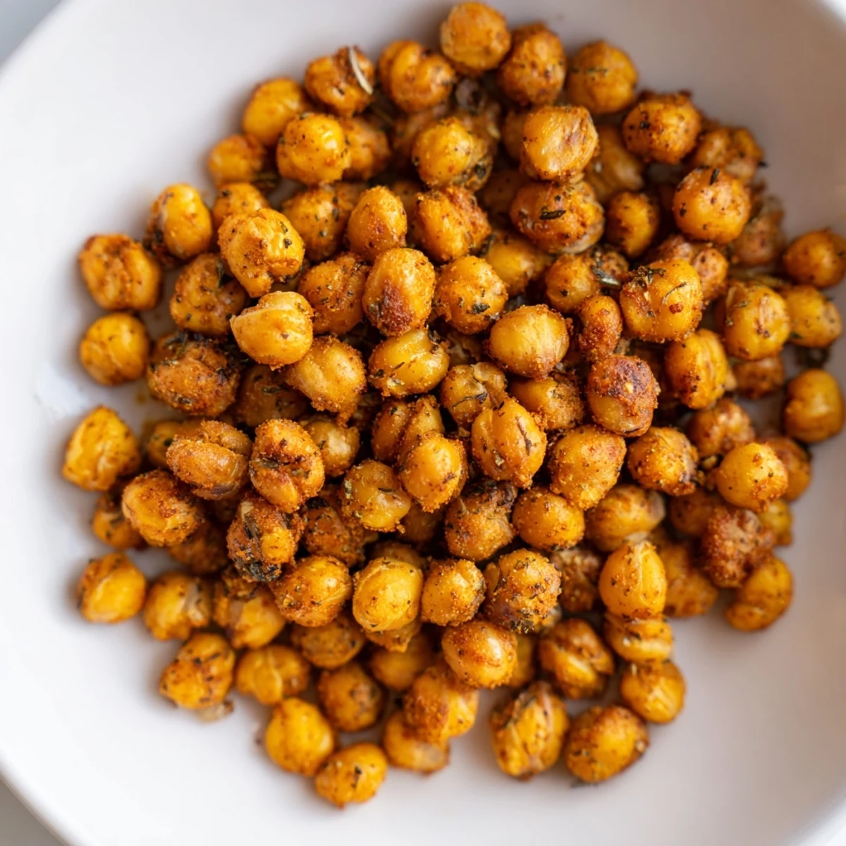 Golden-brown Cajun Spiced Roasted Chickpeas spill from a baking sheet, offering a crunchy, savory snack or salad topper.