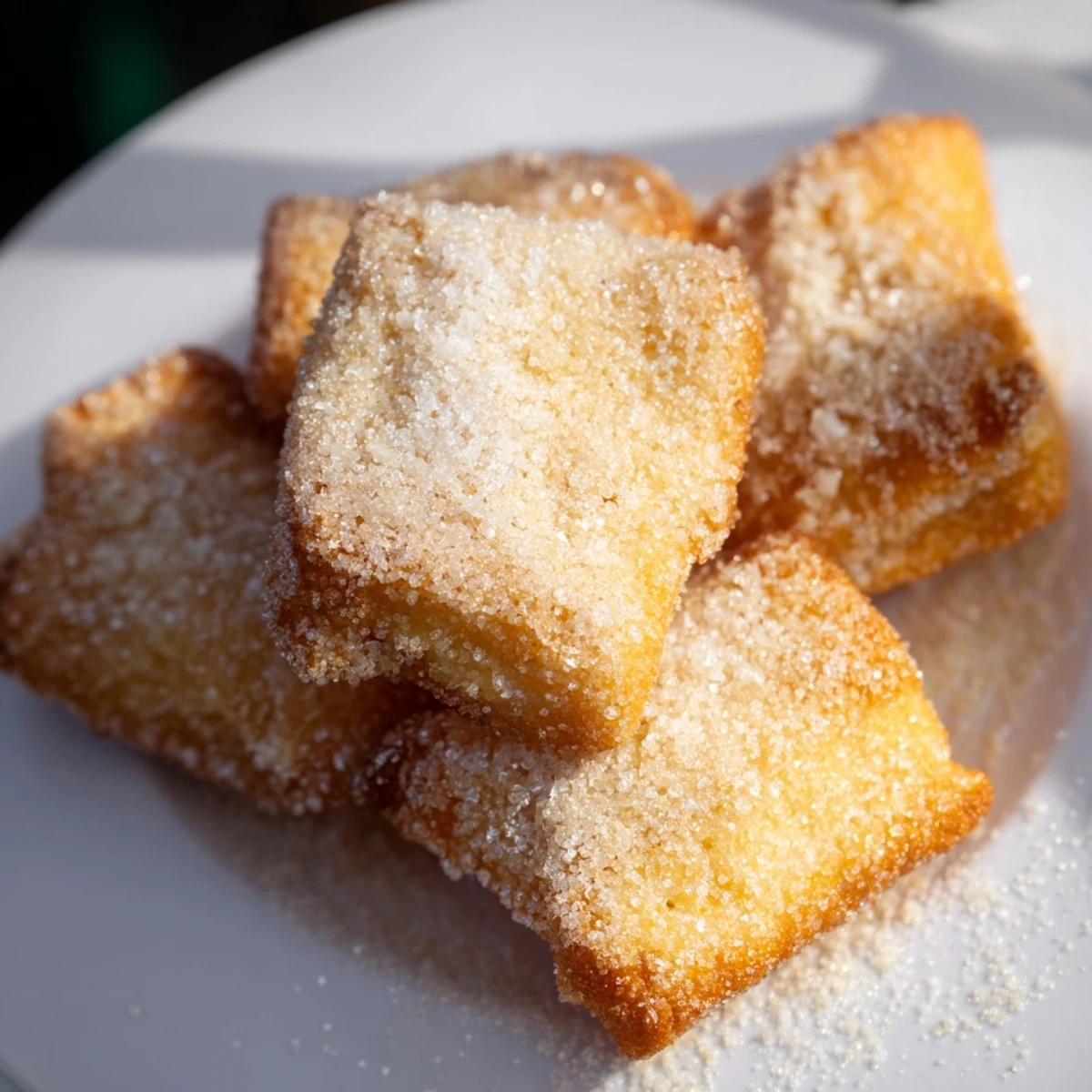 New Orleans style Mardi Gras fried dough with crisp edges and sweet sugar.
