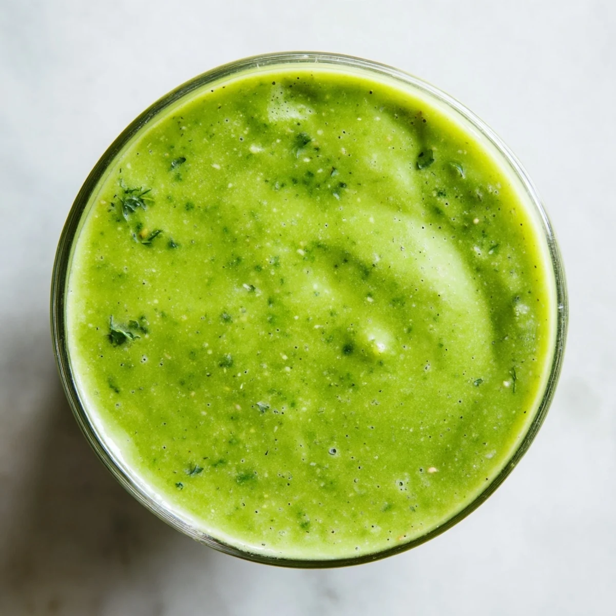 A glass of Green Smoothie with Kale, Pineapple, and Ginger sits beside fresh produce and a striped straw.