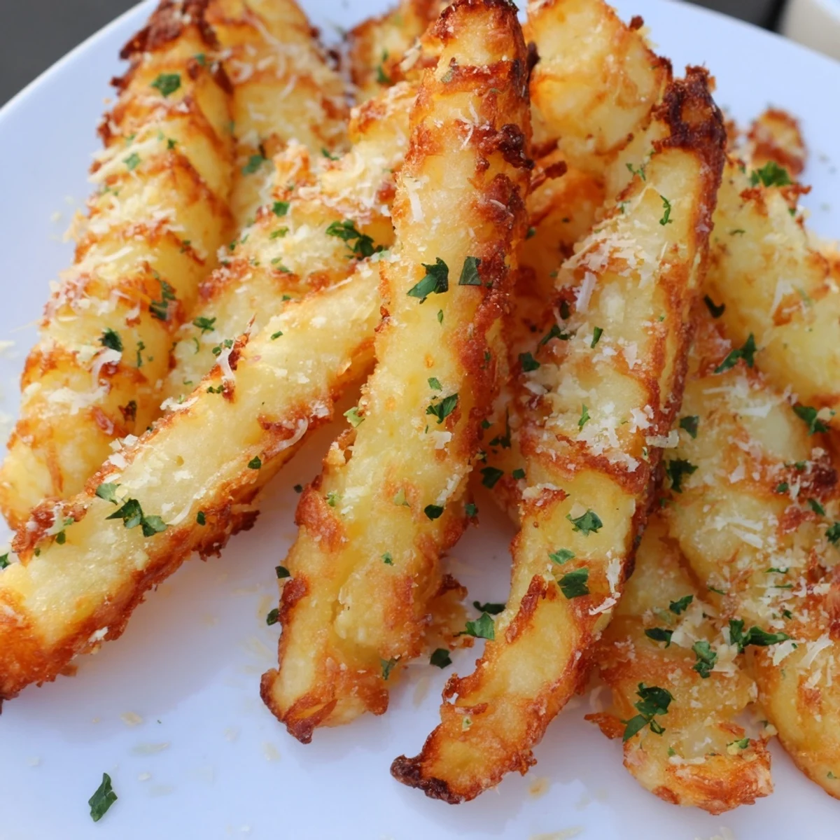 Crispy Mashed Potato Fries are golden and crunchy on the outside with a fluffy interior, served hot.