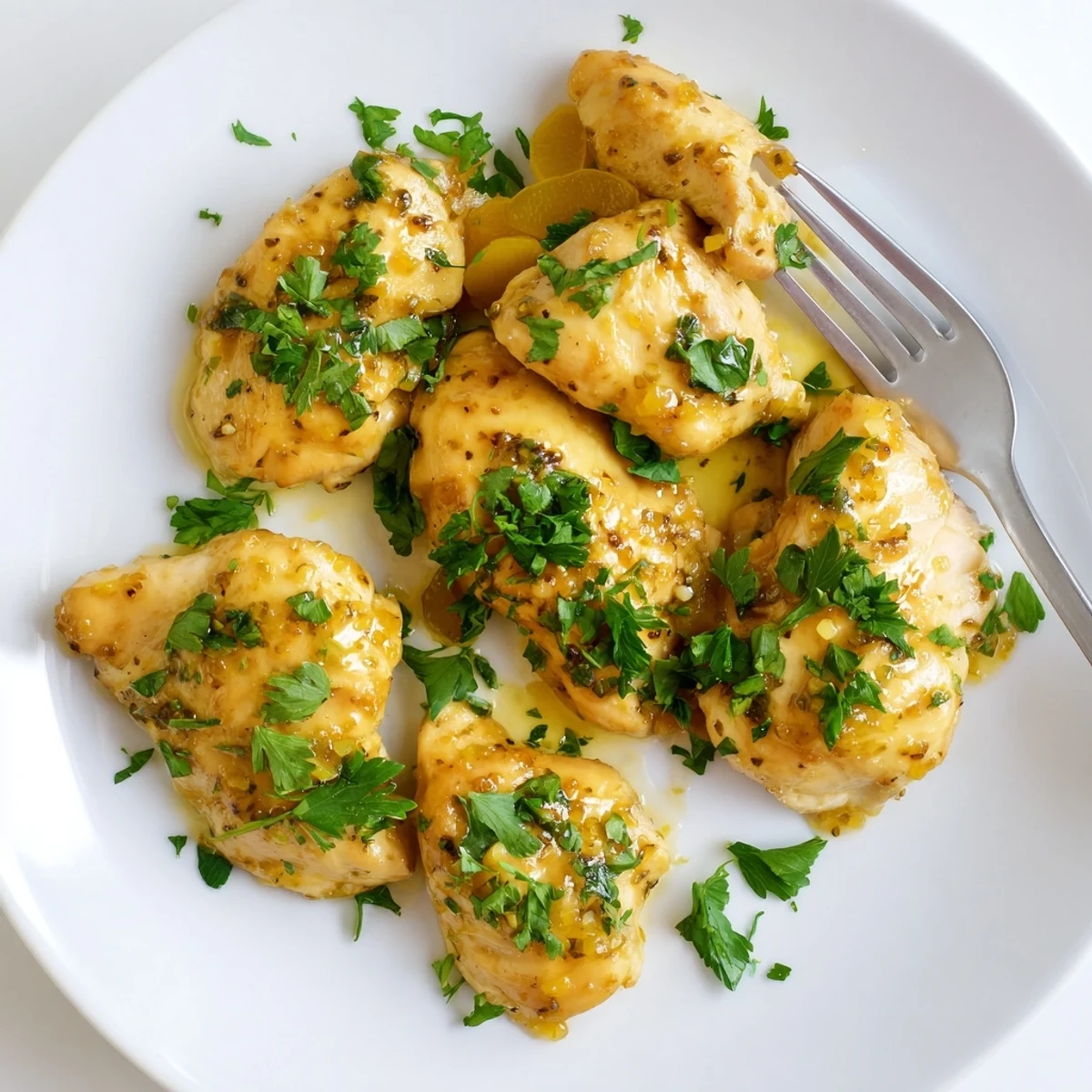 Golden-brown seared chicken breasts simmered in the glossy Classic Apricot Chicken sauce, garnished with fresh parsley and apricot slices.