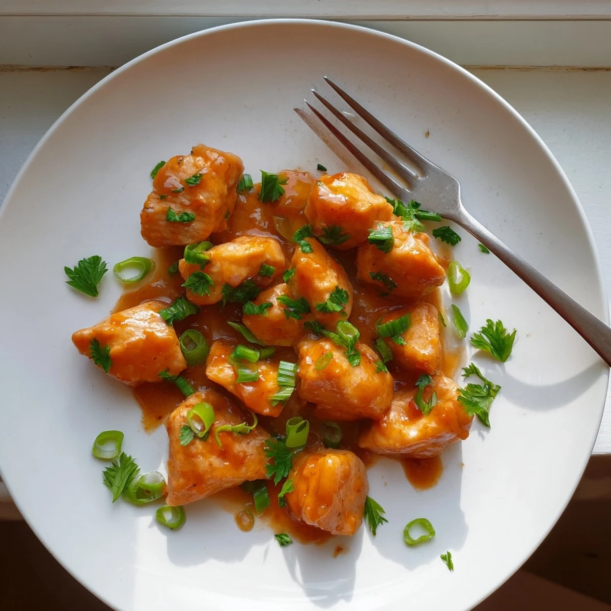 Sizzling Classic Apricot Chicken in a skillet, simmering in apricot glaze and ready to serve with fluffy rice.