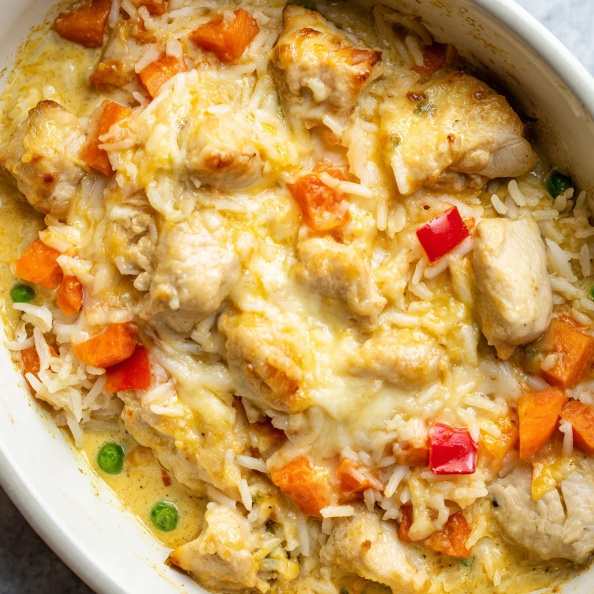 Creamy coconut sauce coats tender chicken in this Macau style baked Portuguese chicken rice casserole