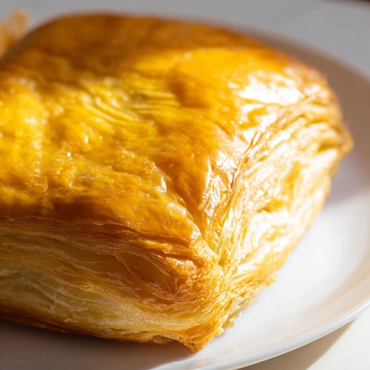 Hearty rustic chicken ricotta and herb pie served on wooden cutting board