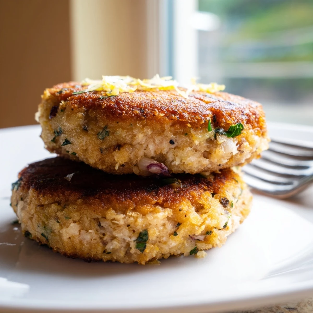 Golden brown crispy tuna cakes pan-fried to perfection with a tender flavorful center