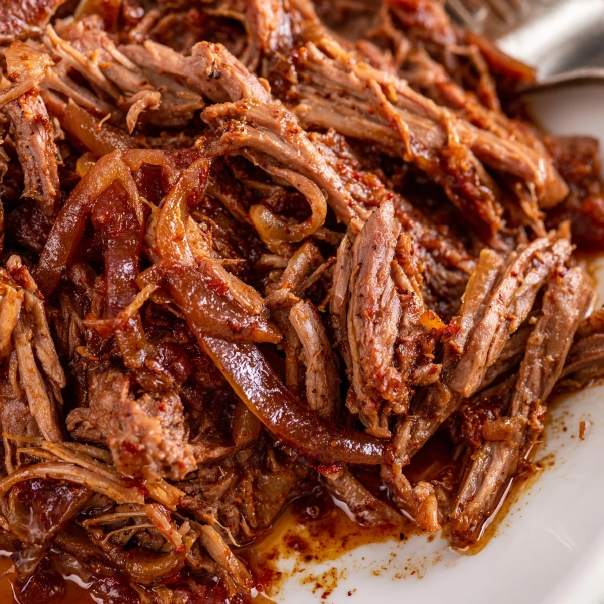 Tender Crock Pot shredded beef with rich juices, perfect for tacos or sandwiches