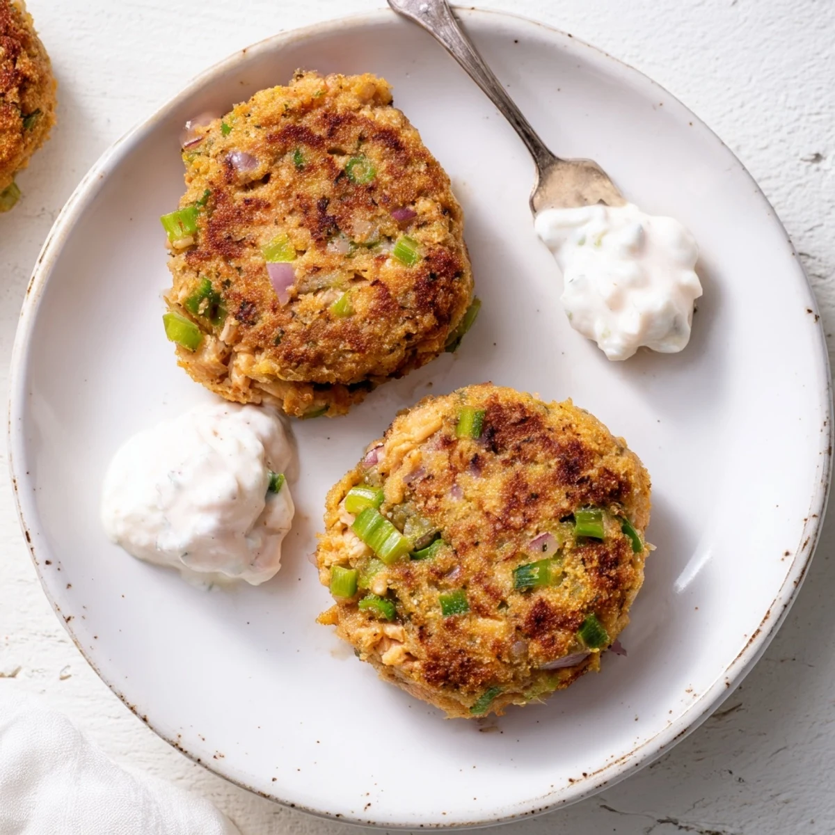 Homemade Southern salmon croquettes with a crunchy exterior and tender flaky interior on a rustic wooden board