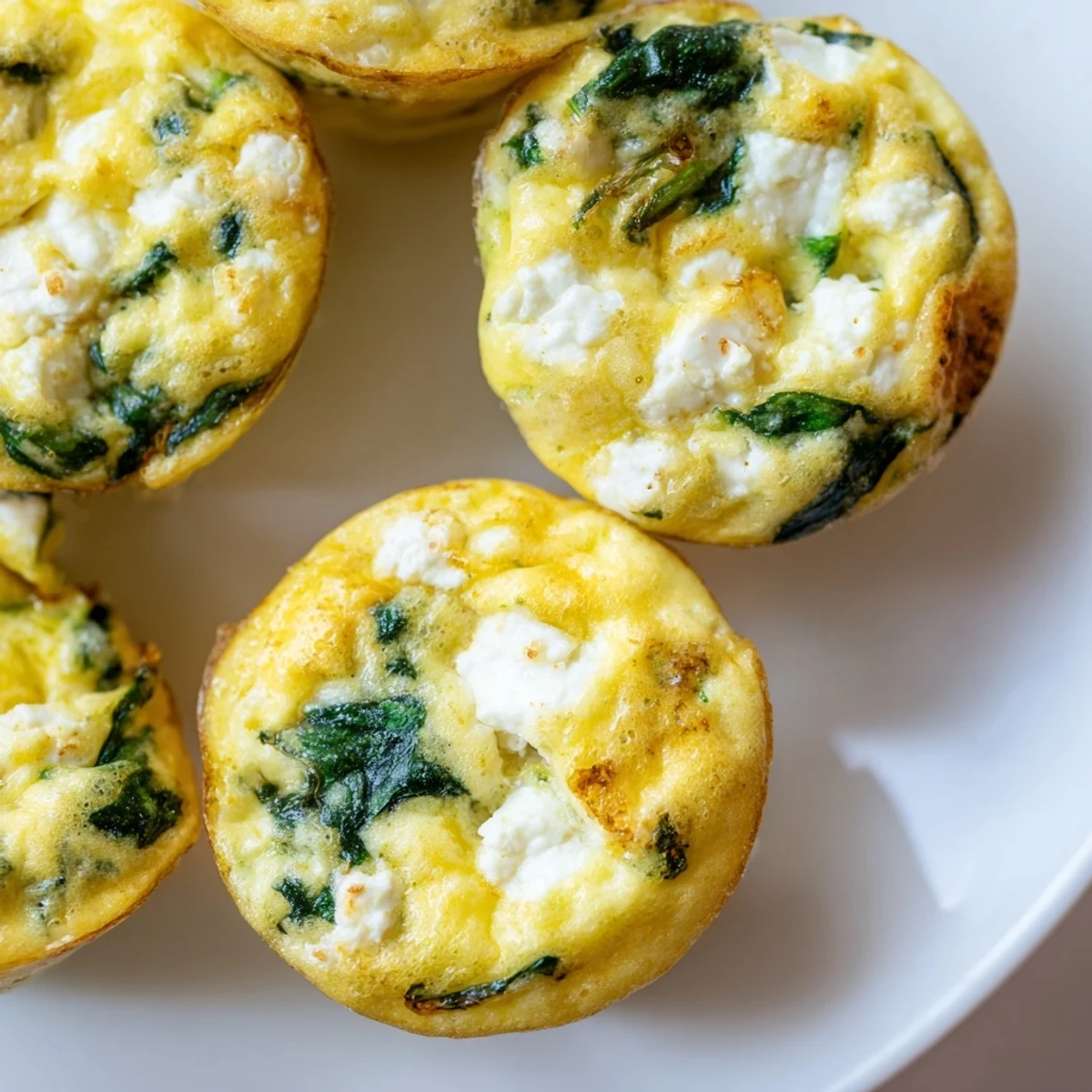 Golden baked egg muffins with spinach and feta ready for healthy breakfast