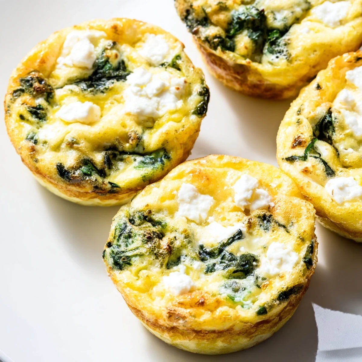 Savory egg muffins packed with wilted spinach and crumbled feta cheese