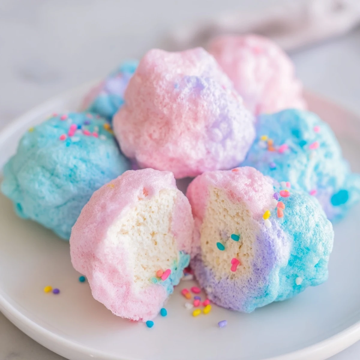 Mini Cotton Candy Cheesecake Puff Balls