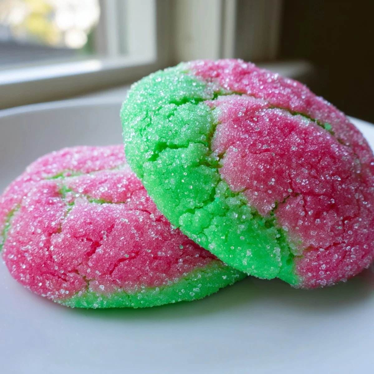 Soft chewy Jello sugar cookies with vibrant colors arranged on a rustic baking sheet