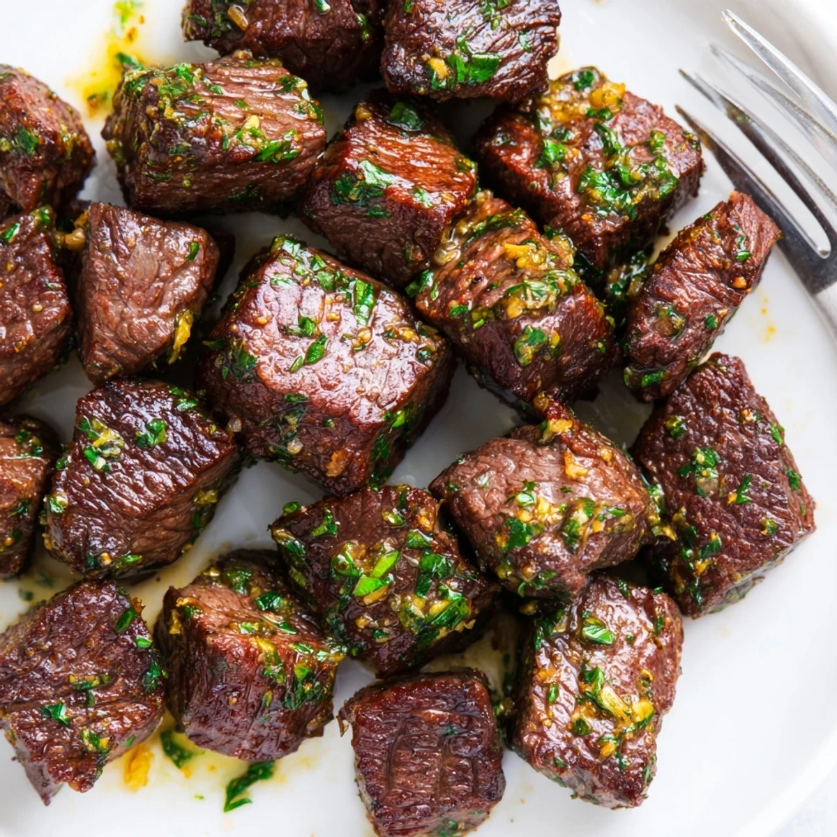 Warm Cowboy Butter Steak Bites Recipe piled on board, zesty lemon aroma
