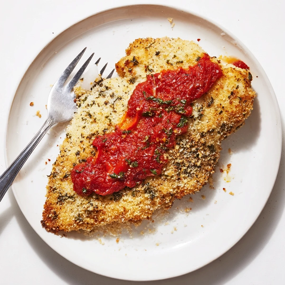 Parmesan Roasted Red Pepper Chicken with golden crust and smoky roasted pepper sauce