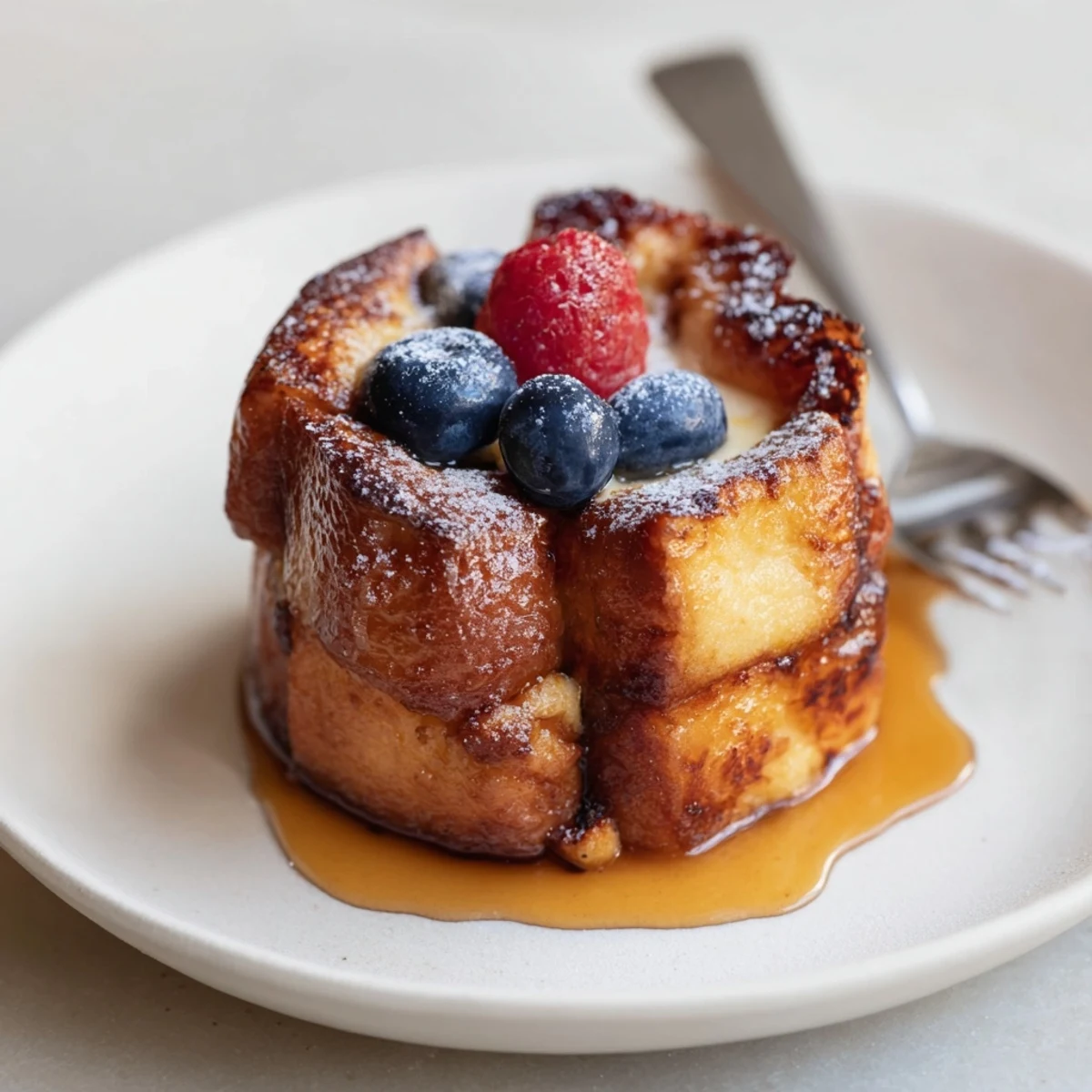 Individual Baked French Toast Cups straight from the muffin tin, buttery aroma.