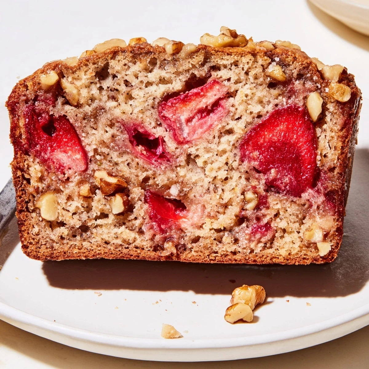 Homestyle Strawberry Banana Bread Recipe studded with juicy strawberries, perfect breakfast.