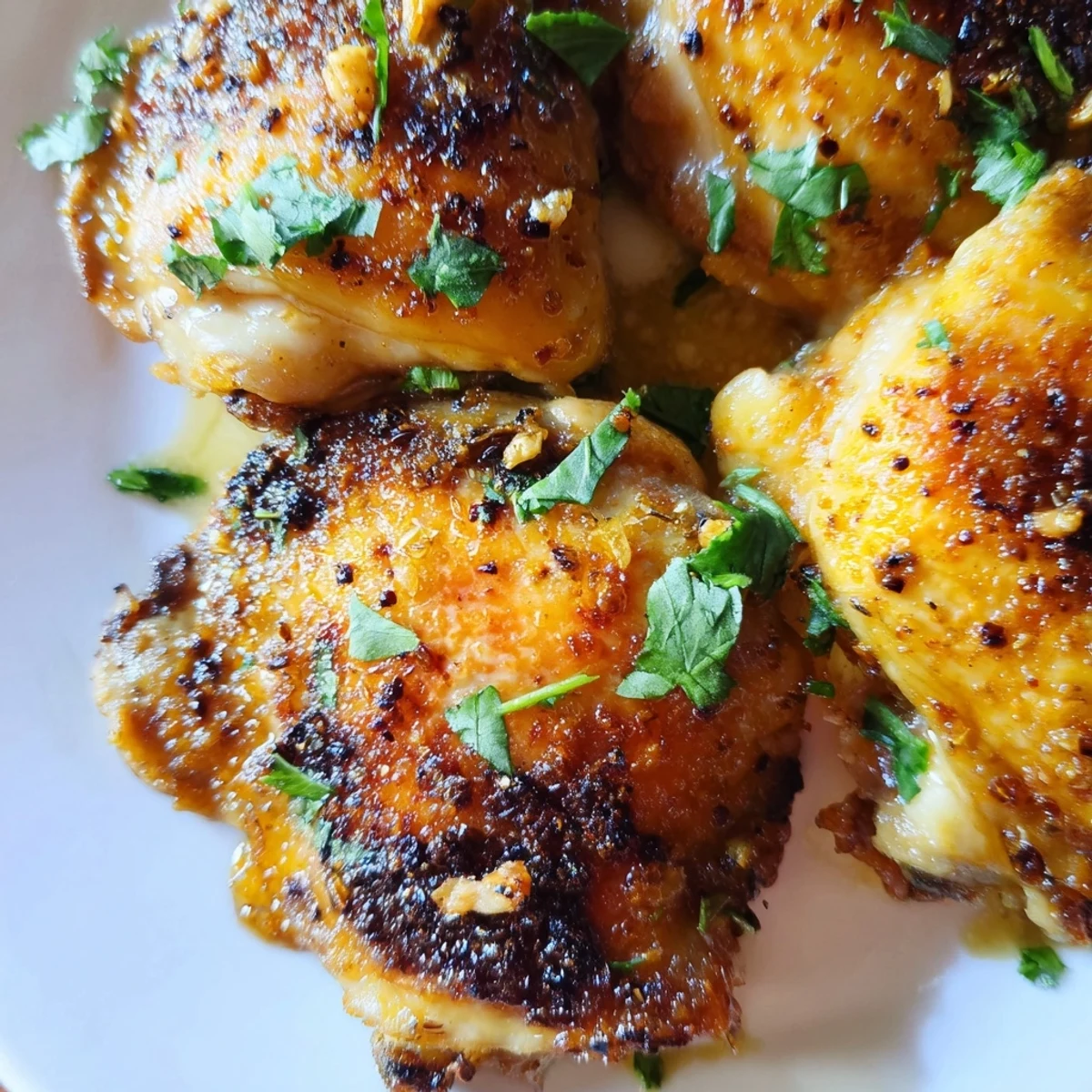 Juicy Cuban Mojo Chicken thighs with vibrant orange and lime zest glaze served on a rustic wooden board