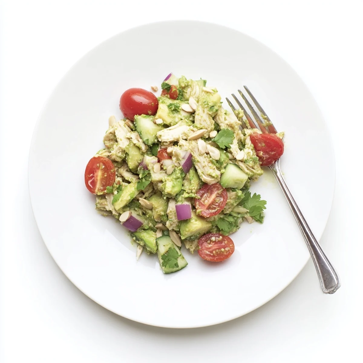 Avocado Chicken Salad in lettuce wraps, crunchy almonds and zesty lime