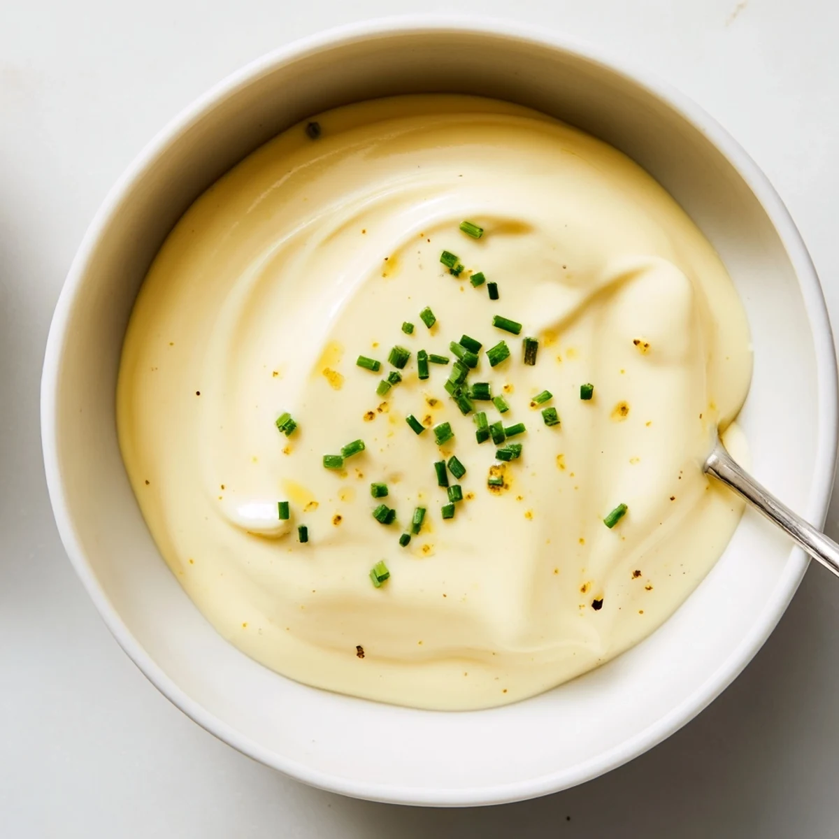 Creamy Tangy Sauce glistening in bowl, bright lemon aroma, ready for drizzling