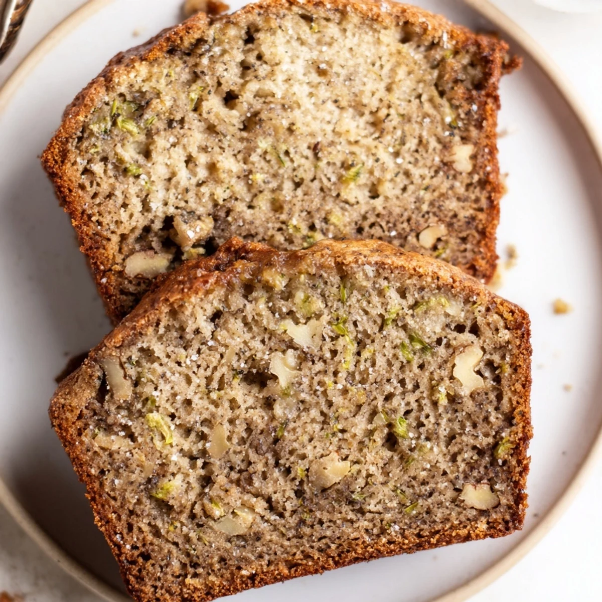 Zucchini Banana Bread cooling on wire rack, moist crumb and cinnamon aroma