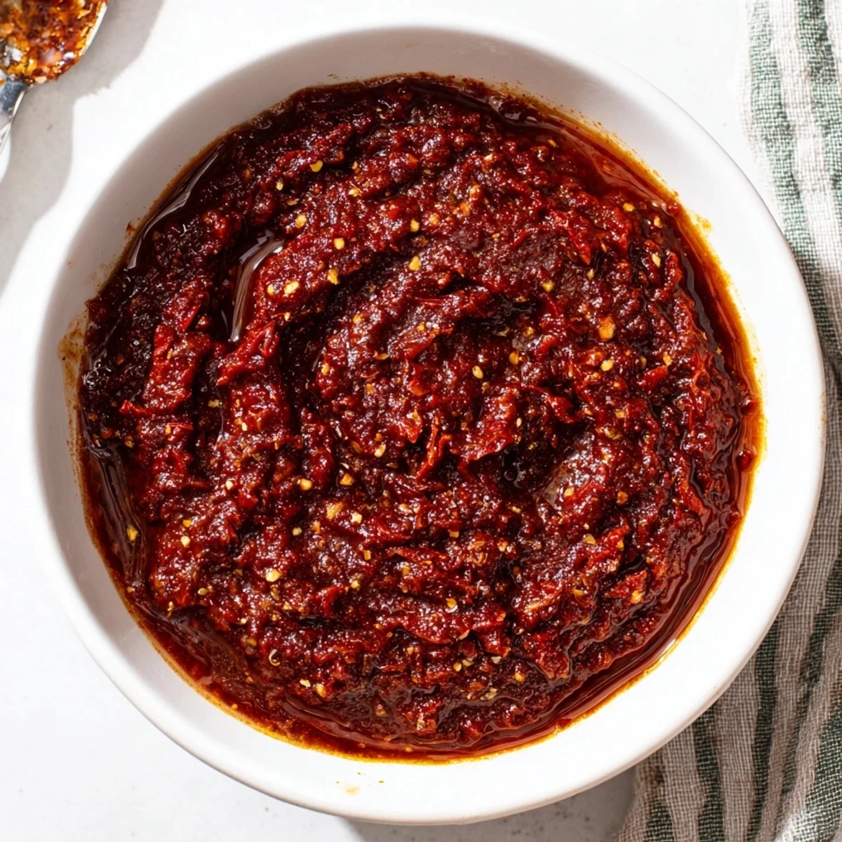 Sun Dried Tomato Sauce glistening, garlicky and silky, tossed with penne