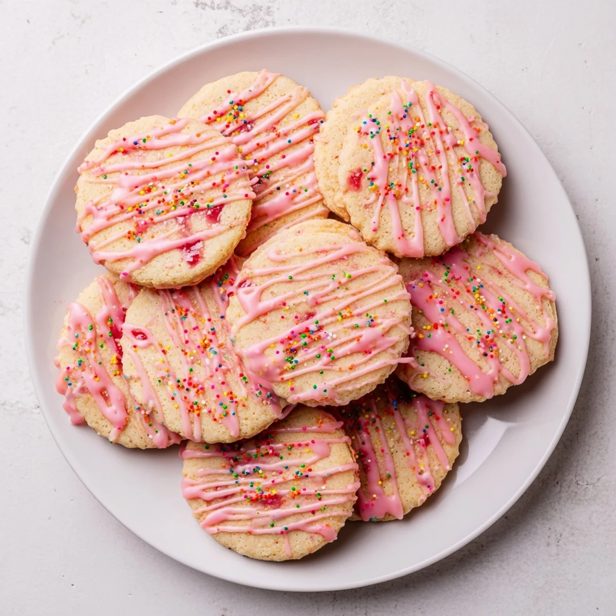 Freshly baked strawberry Pop Tart cookies with sweet jam centers and smooth icing topping
