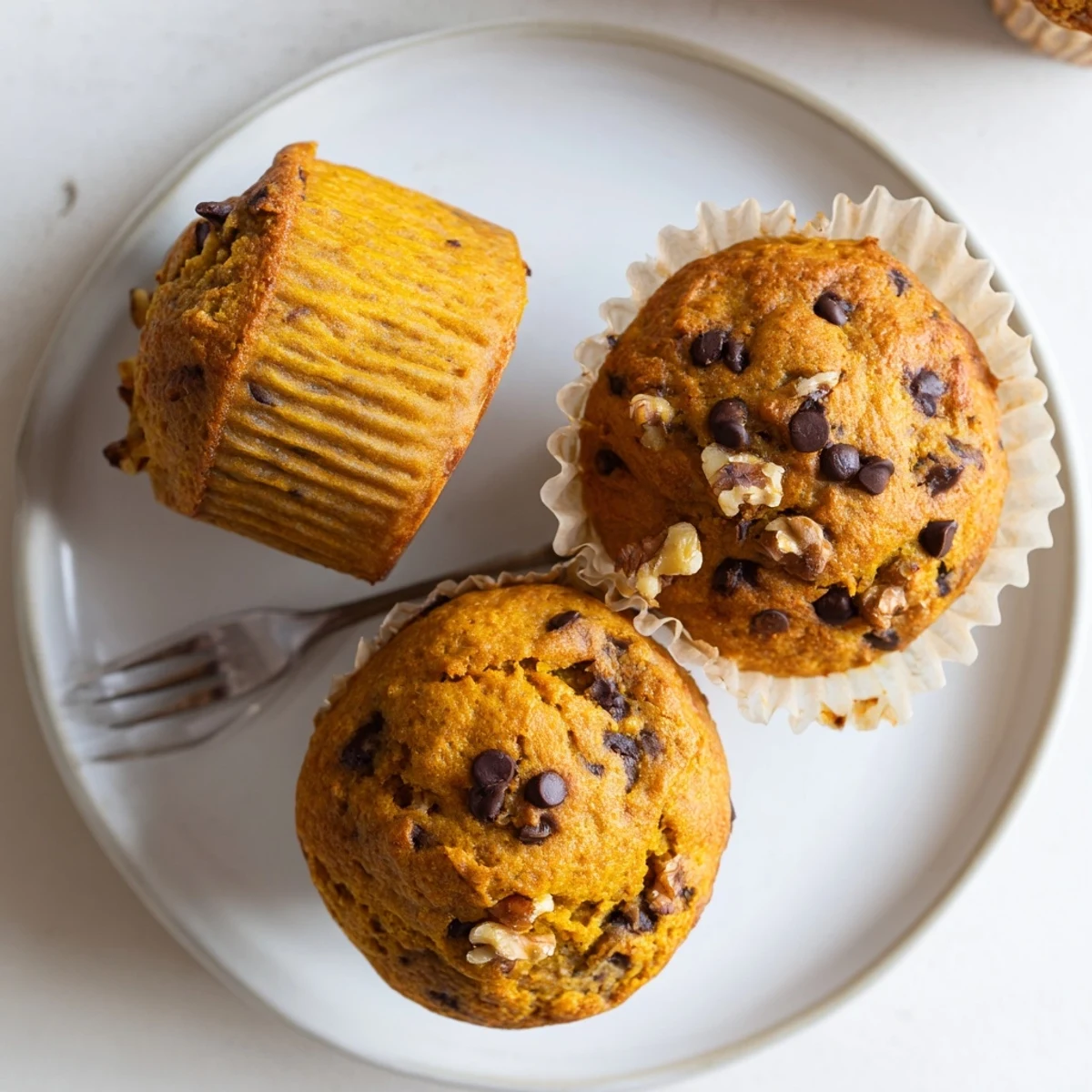 Moist breakfast muffins with roasted squash and banana, fresh from the oven