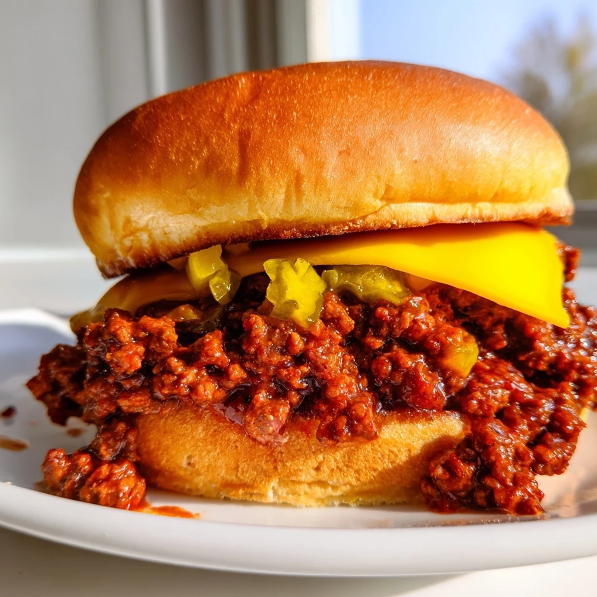 Smash Burger Sloppy Joes served open-faced with melted cheese and crisp lettuce