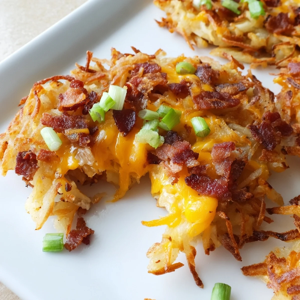 Golden cheesy loaded hashbrown bites in a mini muffin tin baking perfectly
