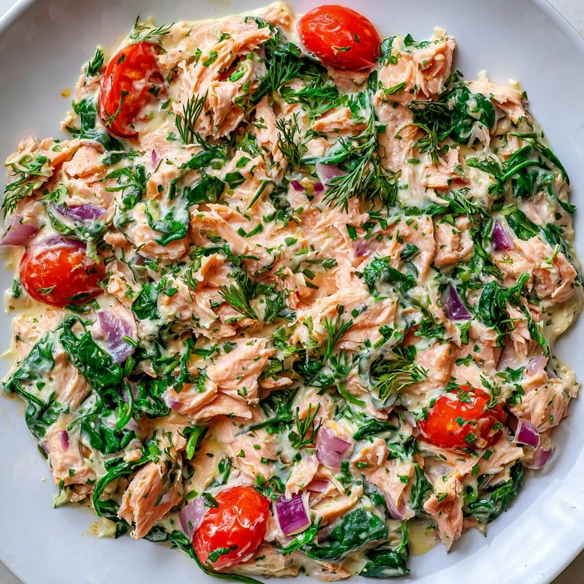 Tangy lemon cream sauce coats flaked fish in this creamy leftover salmon recipe.