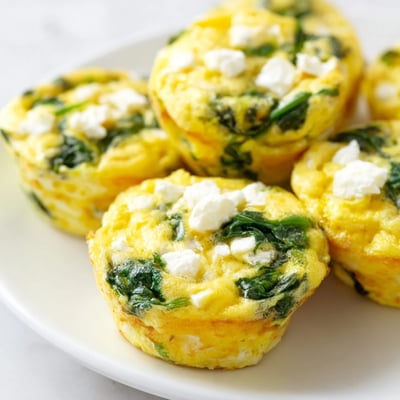 Fluffy spinach and feta egg muffins fresh from the muffin tin